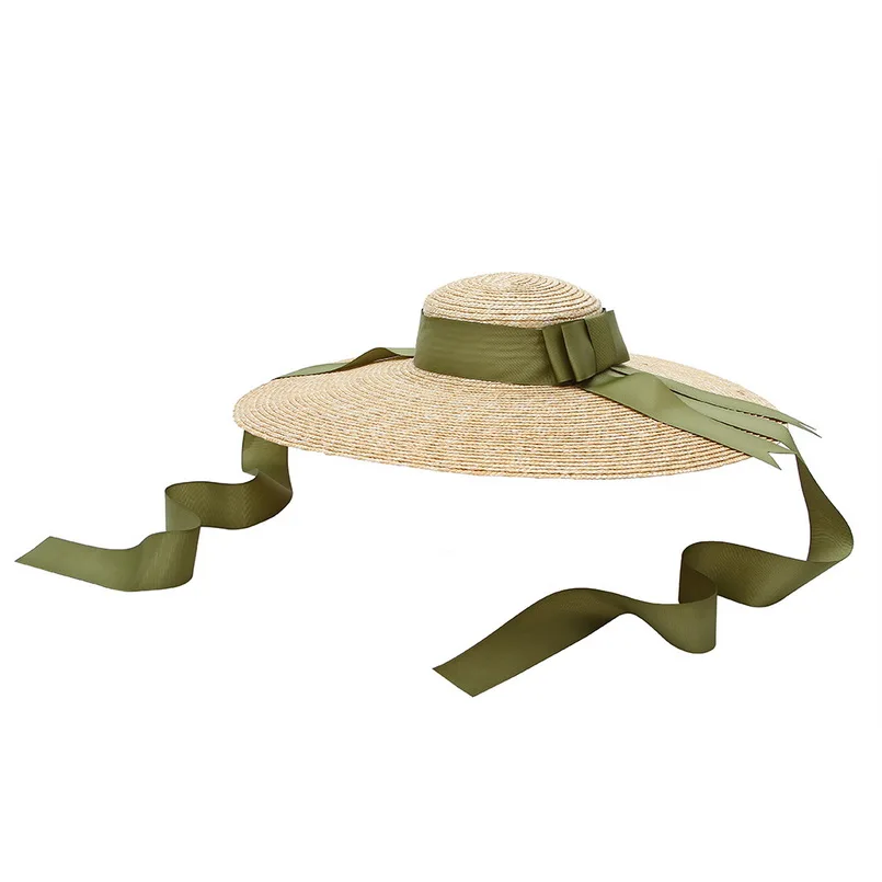 GEMVIE Fashion Straw Hat in Women Quality Large Wide Brim Woven Sun With Ribbon Bow Lady Elegant Beach Panama Hat|Женские пляжные