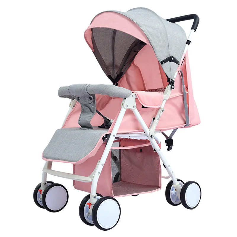 

Baby Stroller Pushchair Sittable and Reclining Portable Foldable Lightweight Four-wheeled Baby Troller