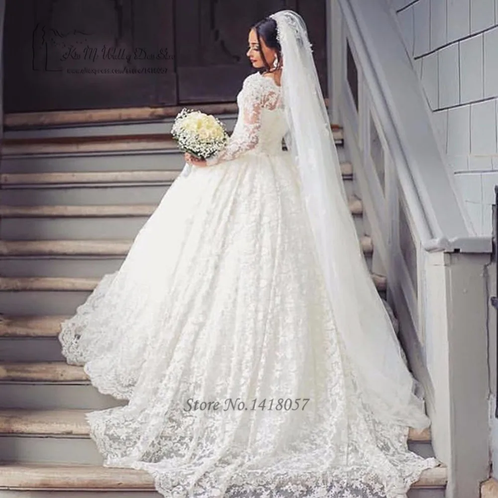 Арабское свадебное платье Турция Пышные свадебные платья с длинным рукавом Кружевное Свадебное платье бальное платье Vestido de Noiva Com Manga Lebanon