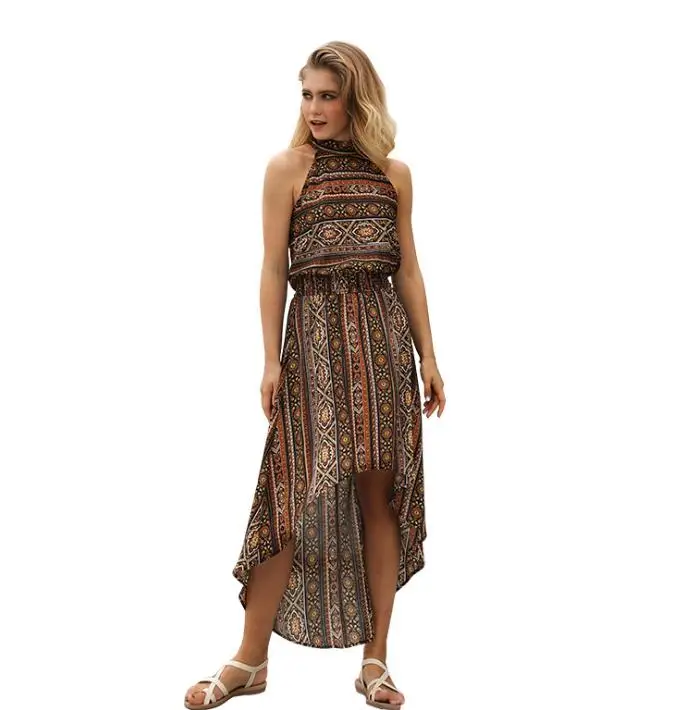 

Summer dress women Retro sexy beach dress ladies Printed irregular dresses robe femme vestidos de fiesta de noche