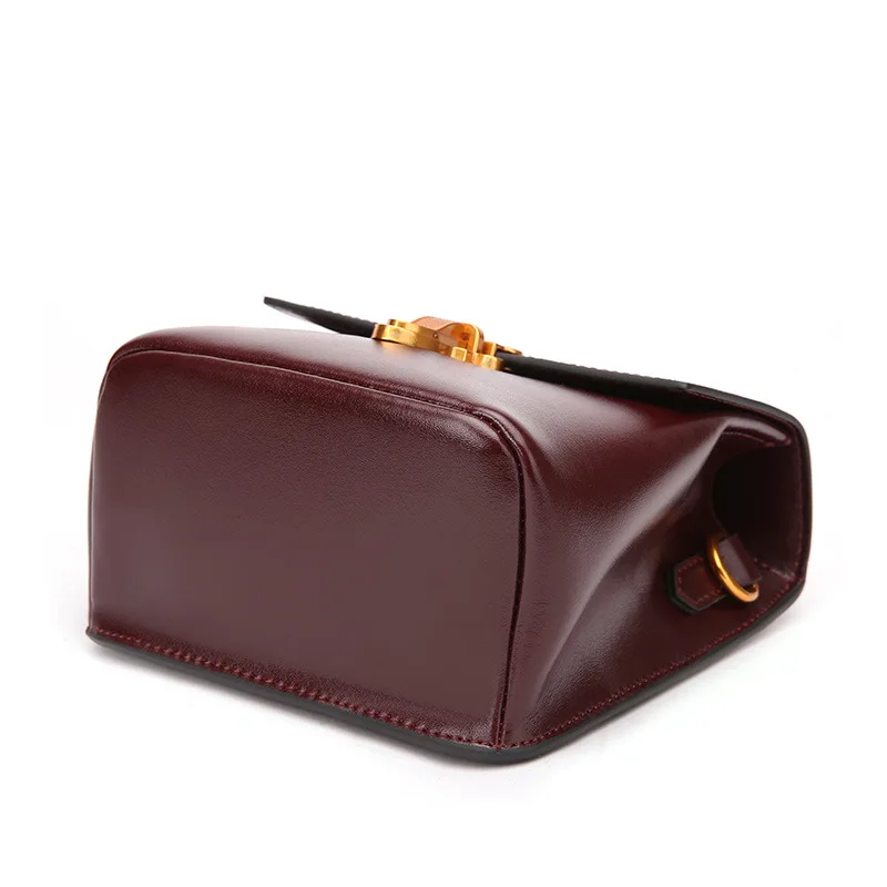 Small and elegant square leather cowboy messenger bags fashion textile wide shoulder strap gene leather leather women's bag