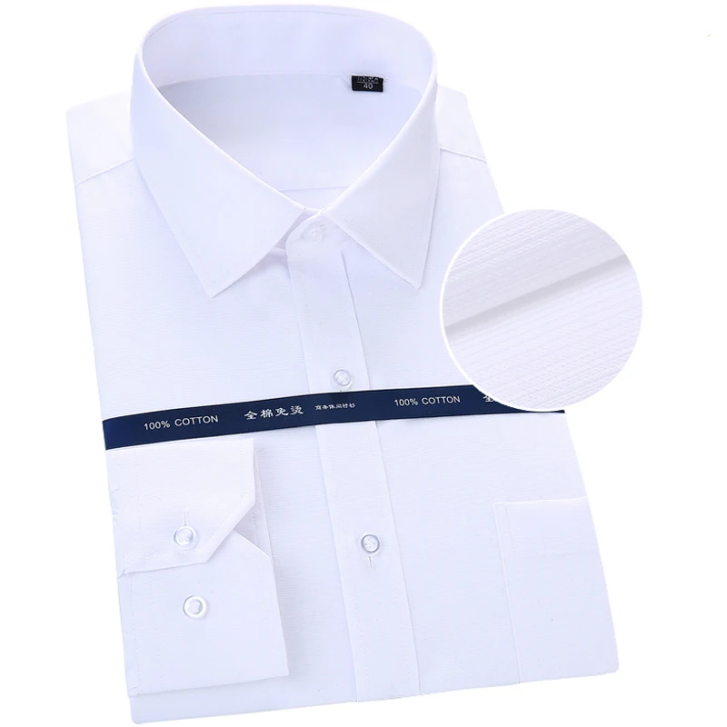 

Men's 100% Cotton Sateen Solid Point-Collar Basic Dress Shirt Patch Chest Pocket Regular-fit Non-Iron Easy Care Formal Shirts