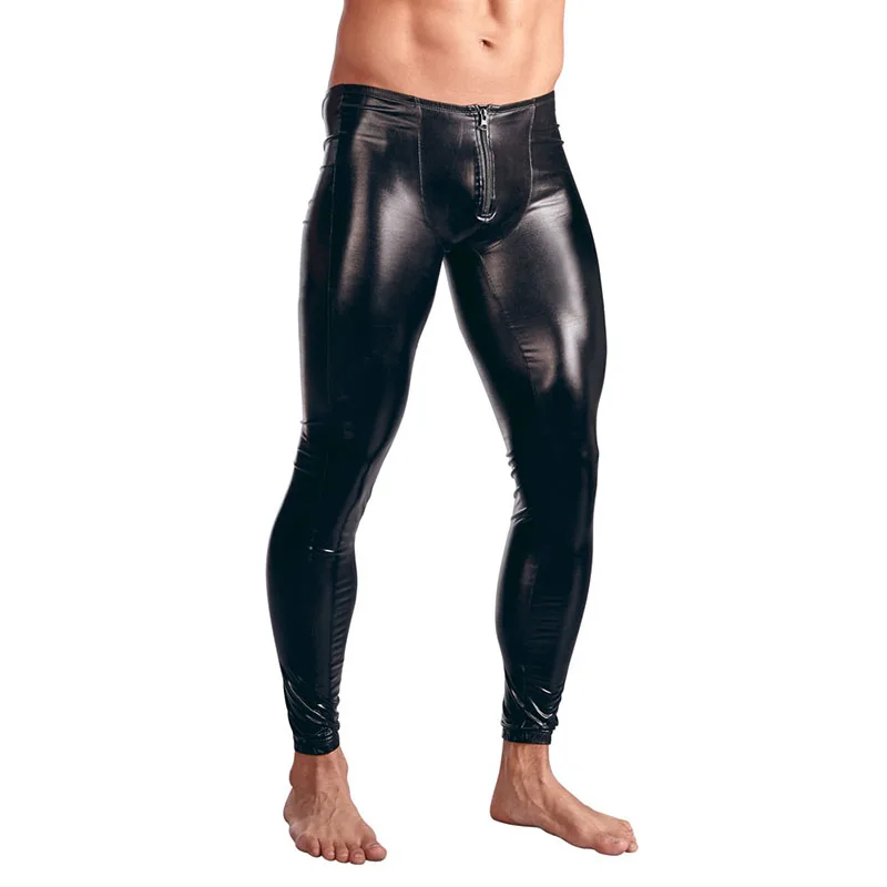 Plus Size Gothic Leggings Men's Trousers Pants Stage Performance Sexy Lingerie Men Wetlook Faux Leather PVC Gay Club Dance Wear