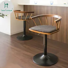 Луи мода твердой древесины барные стулья вращающиеся простой бытовой Лифт