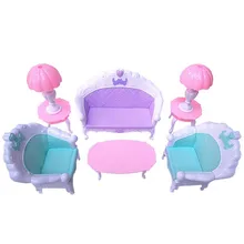 6 шт. миниатюрная кукольная мебель набор игрушек DIY ручной работы пластиковый европейский стиль диван стул, стол лампа Вилла для кукол прикрепленное изображение