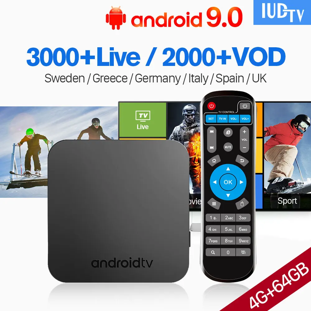 

IPTV Sweden KM9 Android TV 9.0 with IUDTV 1 Year Code 4G 64G BT 4.0 Dual-Band WIFI Italy UK IPTV Subscription Spain Turkey IPTV