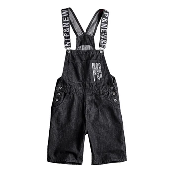 black denim short overalls