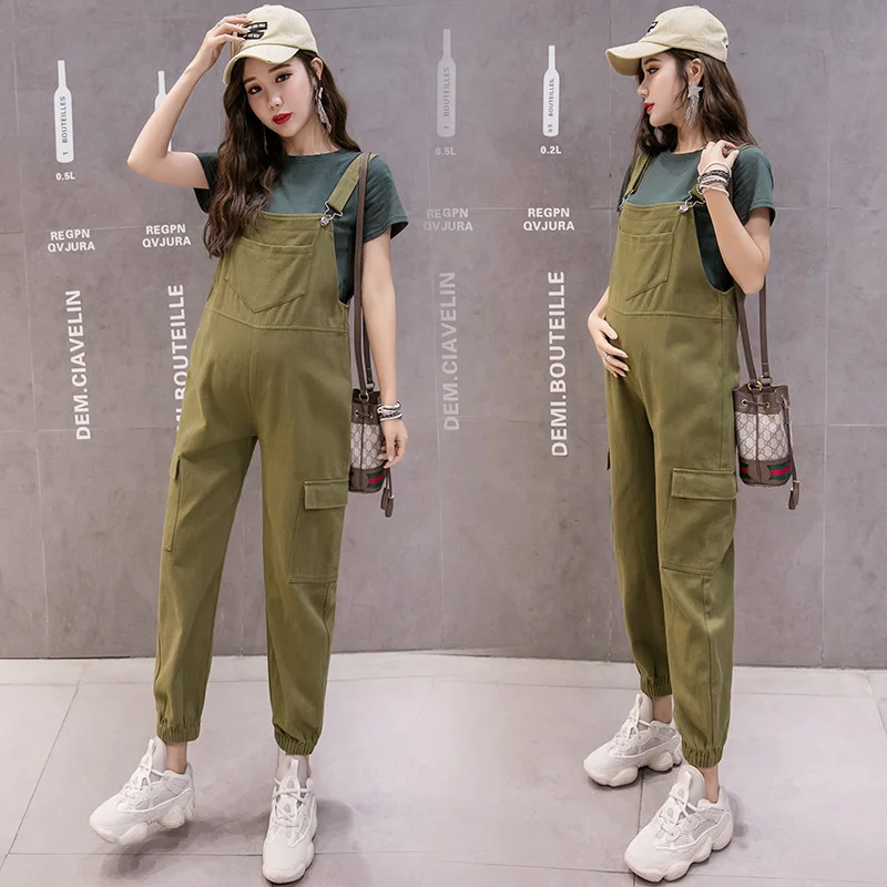 

645# Summer Korean Fashion Thin Cotton Maternity Bib Pants Jumpsuits Clothes for Pregnant Women Pregnancy Casual Overall Pants