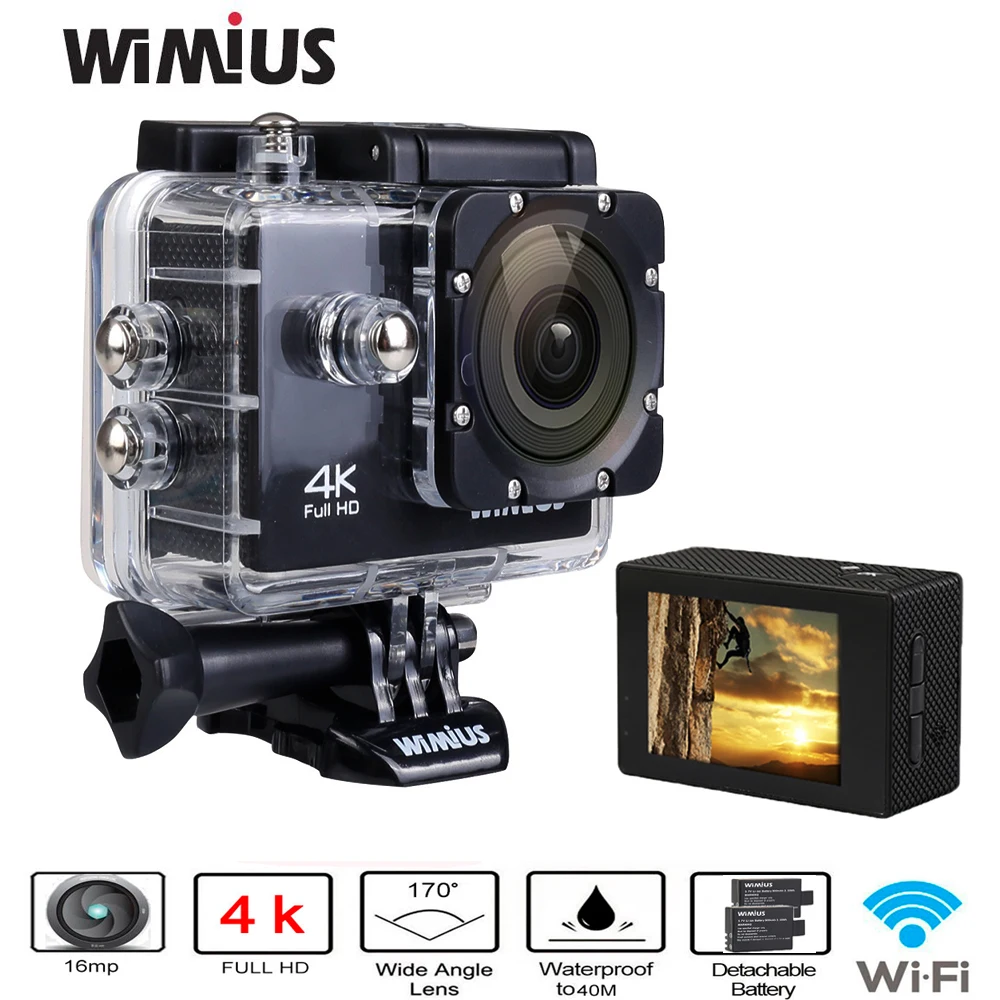 Wimius 4K Action Camera Sports Cameras HD Helmet Cam WIFI Go Waterproof