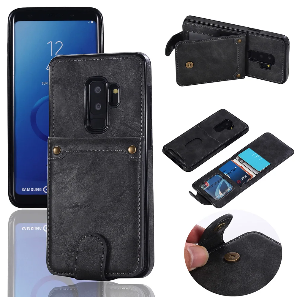 

FIERRE SHANN Split PU Leather Case For Samsung Galaxy NOTE 8 Multifunction Retro Card Slots bracket cover For Samsung NOTE 8