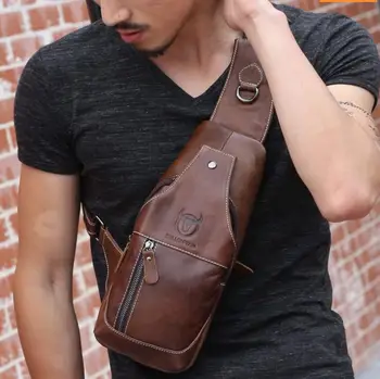 

071717 new hot man fashion chest bag male leather cross body bag