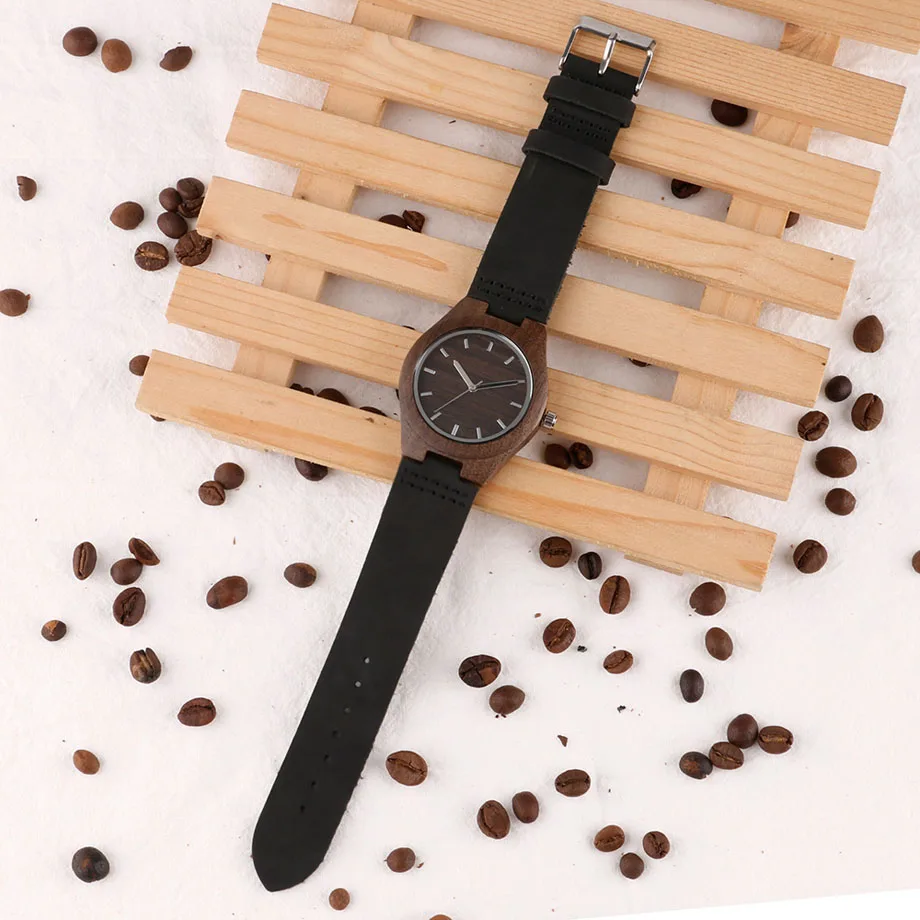 Natural Hand-made Women Wooden Watch Black Genuine Leather Strap Wooden Case Vintage Ladies Quartz Bamboo Wristwatch Gifts (13)