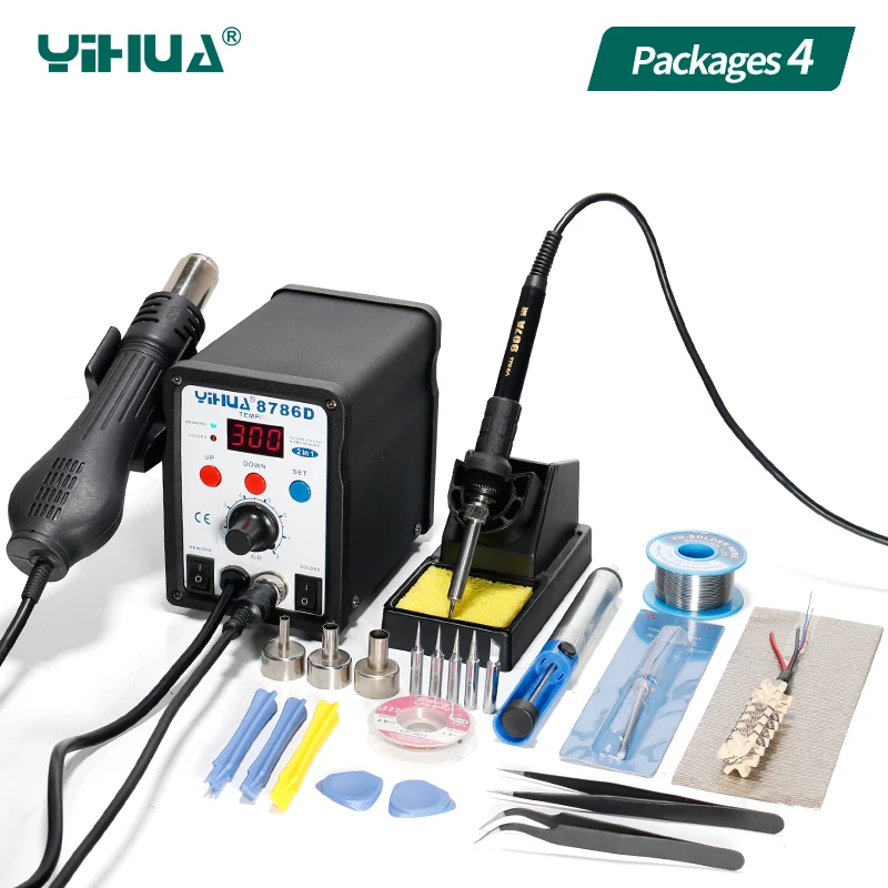 YIHUA 8786D 220V SMD Hot Air Gun Station Soldering With Iron Soldering