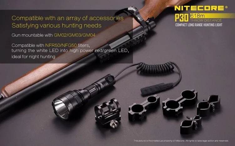 NITECORE P30 фонарик CREE XP-L HI V3 Макс. 1000lm светодиодный фонарик 618 м на 18650 Аккумулятор для охоты факел поиск