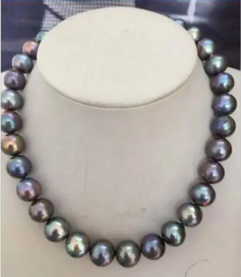 

Hot sell Noble- FREE SHIPPING>>shupping 08151 HUGE PERFECT 12-13mm TAHITIAN BLACK RED GREEN PEARL NECKLACE17.5"14KGP