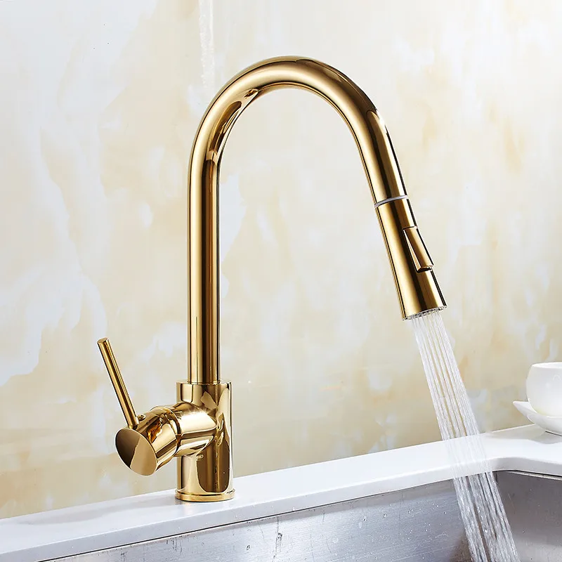 

Kitchen Faucets Single Handle Gold/Chrome Pull Out Kitchen Faucet Single Hole Handle Swivel 360 Degree Sink Mixer Tap Mixer Tap