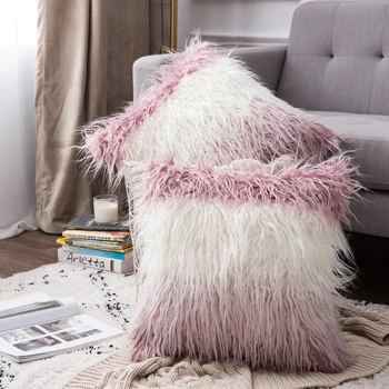 

Decorative Luxury Throw Pillow Covers Color Changed Fur Pillow Cases Soft Pillow Shams Cushion Covers for Home Decoration