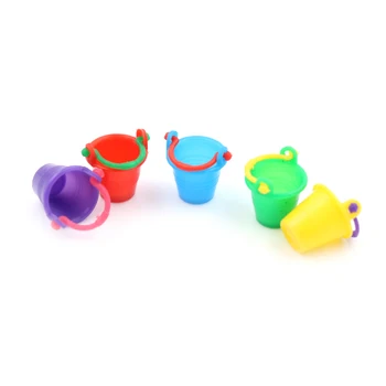 

Colourful Plastic Bucket Supplies Home Kitchen Decor Pretnd Play Game 1:12 Scale Fairy Dollhouse Miniature Micro Garden Tool