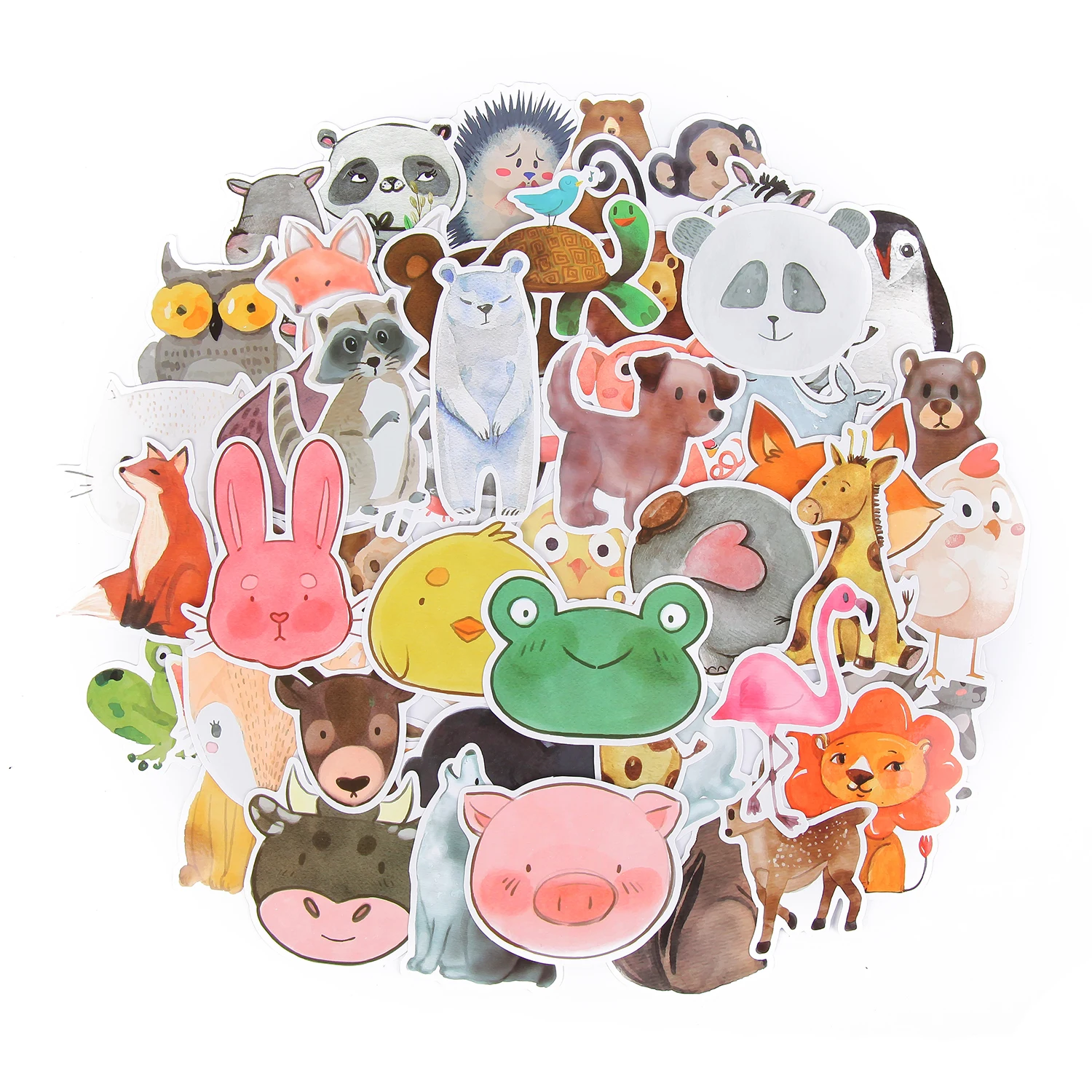 

50Pcs Waterproof Very Cute Animals Stickers Chinese Ink style Vintage Sticker Scrapbooking Frog Pig Dog Stickers For Suit Case