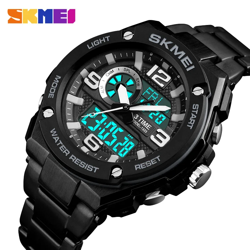 

SKMEI Male Sports Watches Fashion Mens Watches Top Brand Luxury Digital Quartz Clock Stainless Steel Waterproof Men Wrist Watch