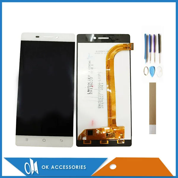 

100% Tested 5.0" For Vertex Impress Tor LCD Screen Display+Touch Screen Digitizer White Color High Quality With Tools Tape