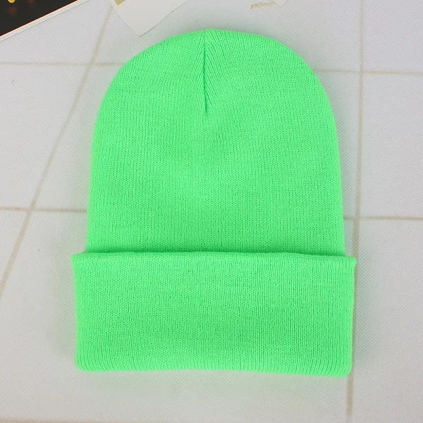 Light green Cap Зимние шапки для женщин, Новые Вязаные шапки, одноцветные милые шапки для девочек, осенние женские шапки, теплые шапки, Женская Повседневная шапка - Цвет: Light green Cap