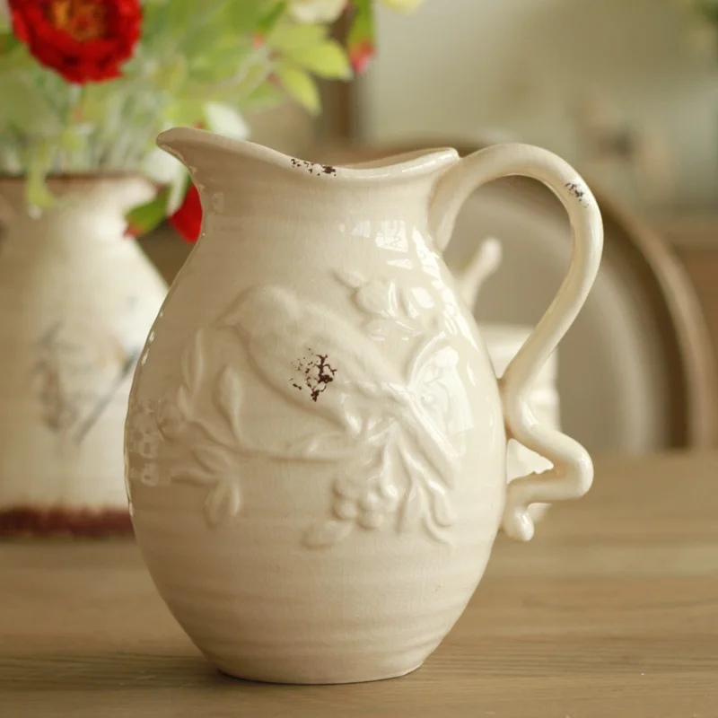 Home Furnishing Decor American country crack retro white ceramic vase