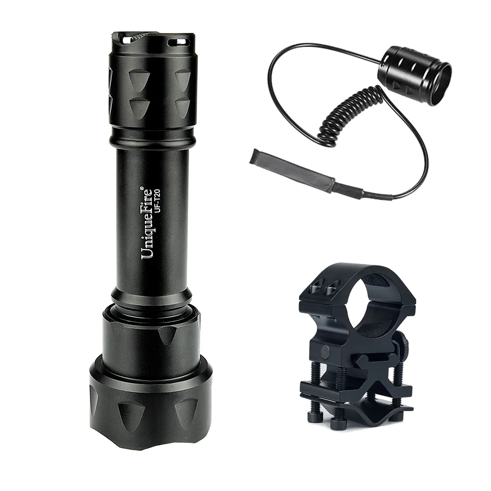 

UniqueFire T20 IR 850nm 38mm lens LED Flashlight Torch+Remote Pressure Switch+Scope Mount Used with Devices For Night Hunting