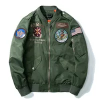 ВВС Fly Flight Bomber Jacket Вышивка Демисезонный Ретро Классический Для мужчин куртка пальто - Цвет: ArmyGreen