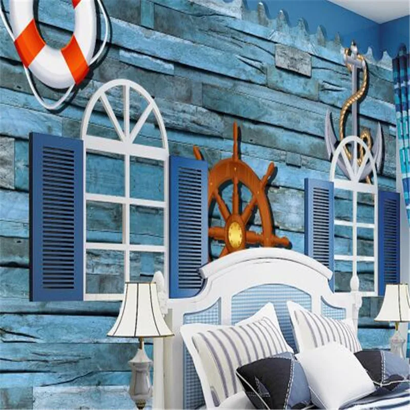 Brick Blue Mural Custom Photo Wallpapers for Living Room Luxury 3D Murals Wall Papers Home Decor Kids Room Boys Bedroom Painting