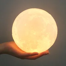 3D Print Moon Lamp 20cm 18cm 15cm 12cm 10cm 8cm White Warm White 2 Colors Touch USB Led Night Light Home Decor Creative Gift