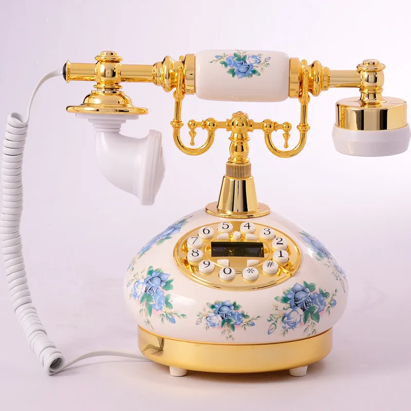 

Ceramic antique telephone set retro European call display telephone fashion antique blue and white porcelain antique