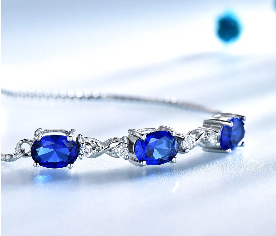 UMCHO браслеты из настоящего серебра 925 пробы для женщин, голубой сапфир, танзанит, модный браслет из цепочки, свадебный подарок, хорошее ювелирное изделие
