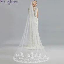 Real photo White/Ivory 3M Cathedral Length Lace Edge Bridal Head Veil With Comb New Long Wedding Veil Accessories velos de novia