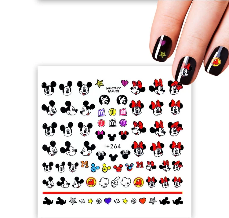 

Nail Sticker Water Decals Nails Art Tattoo Slider Mickey Mouse Cartoon Design Decorations Manicure Stickers Transfer Foil Wraps