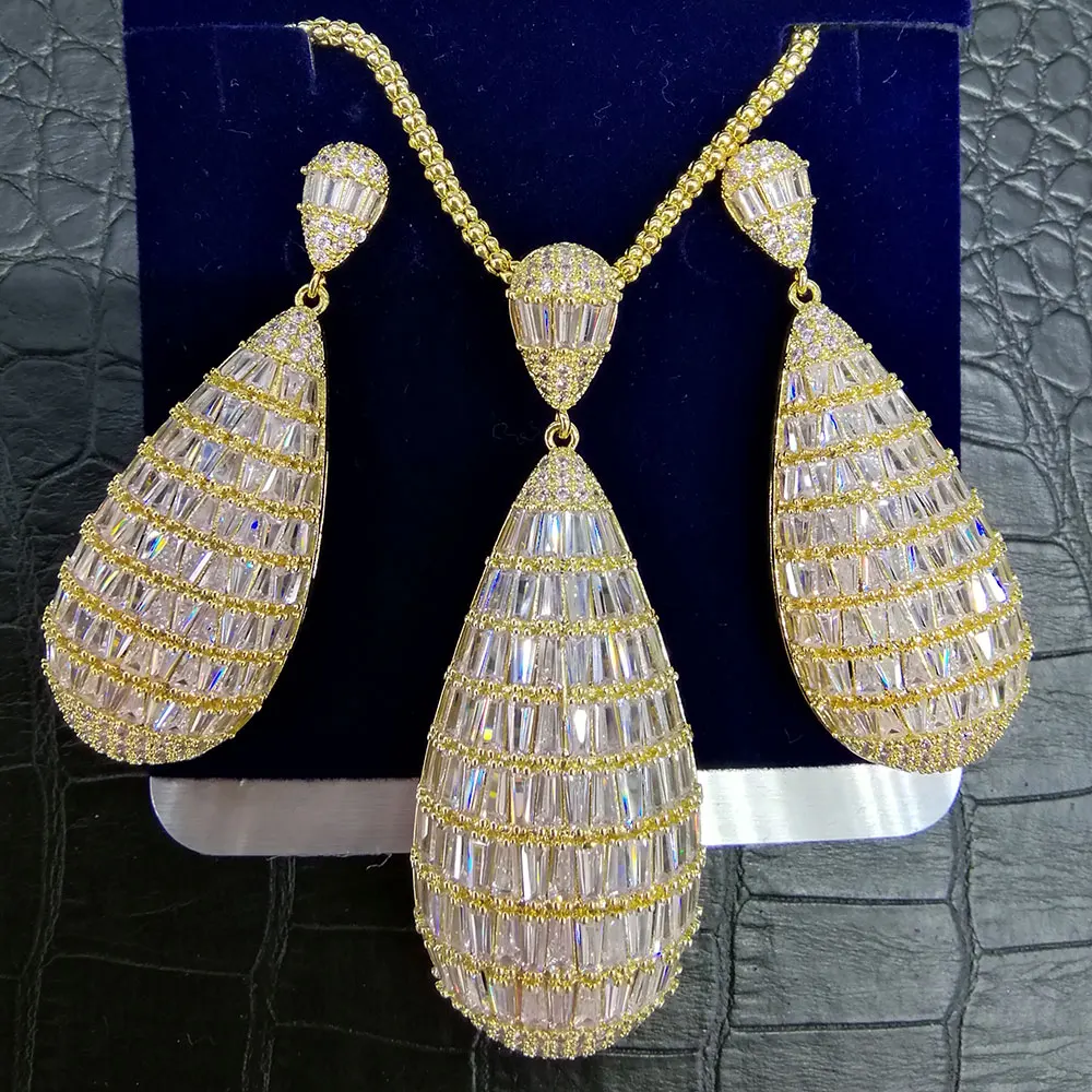 

GODKI Luxury Water Drop Cubic Zircon Nigerian Necklace Earring Jewelry Sets For Women Wedding Indian Dubai Bridal Jewelry Sets