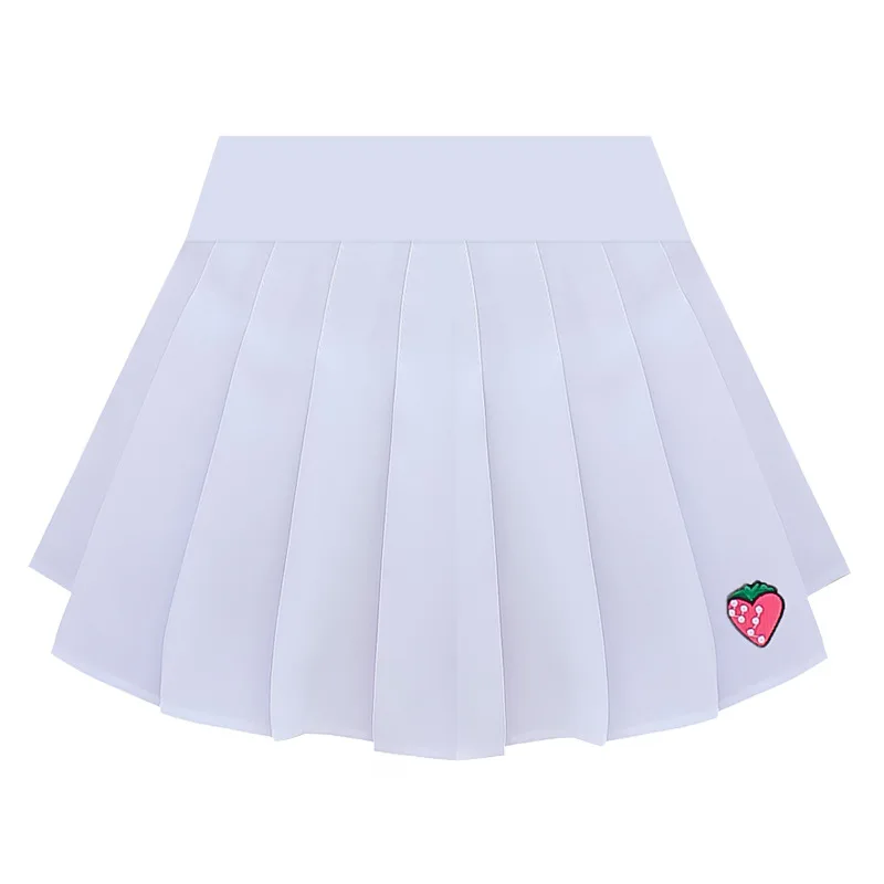 

2019 spring and summer new women's strawberry print high waist preppy style A word skirt female