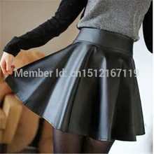 Зимние Для женщин Caual эластичный пояс мини плиссированные кожаные юбки женский saies