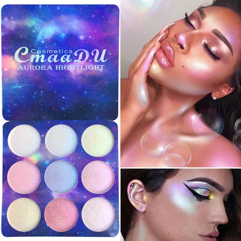

CmaaDu Shimmer Eyeshadow Palette Iluminador Highly Pigmented Waterproof Face Lips Highlighter Sequin Glitter Palette Cosmetic