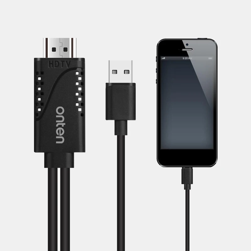 Конвертер Onten HDMI для Apple Lightning/HDMI адаптер кабеля USB ТВ цифровой av iPhone X 8 7 6S 5 iPad Pro