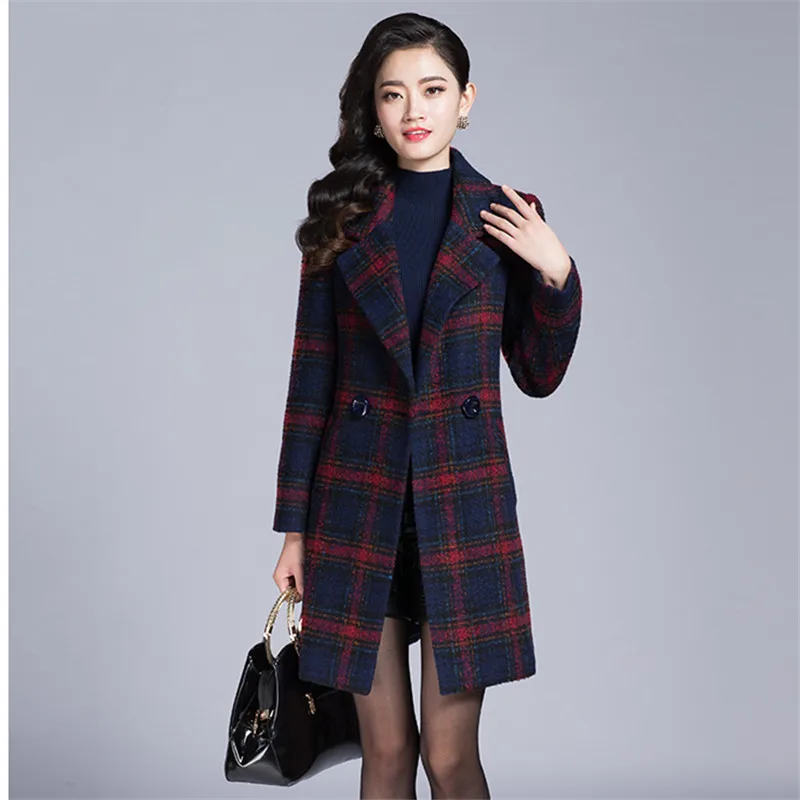 Aliexpress.com : Buy Winter Elegant Plaid Coat Full Sleeve Ladies OL ...