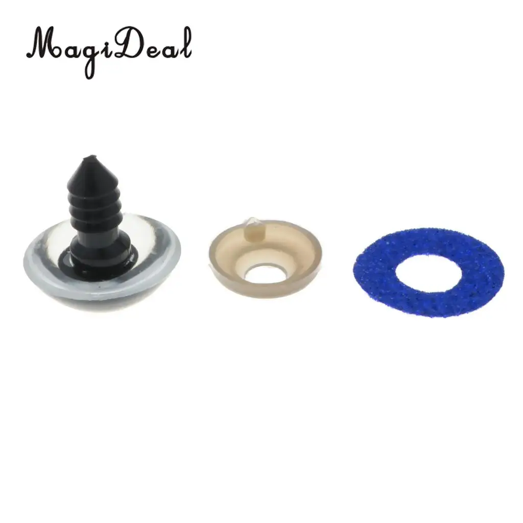 10pcs 16mm Plastic Round Safety Eyes + Glitter Nonwovens + Washers For Teddy Bear Soft Stuffed Toy DIY