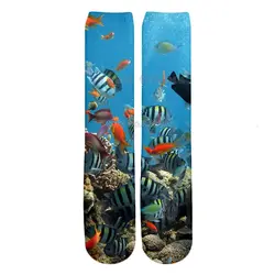 PLstar Cosmos брендовая одежда 2018 новые стильные модные прямые носки рыбий/Коралловый/оболочка 3d принт Мужские Женские повседневные носки