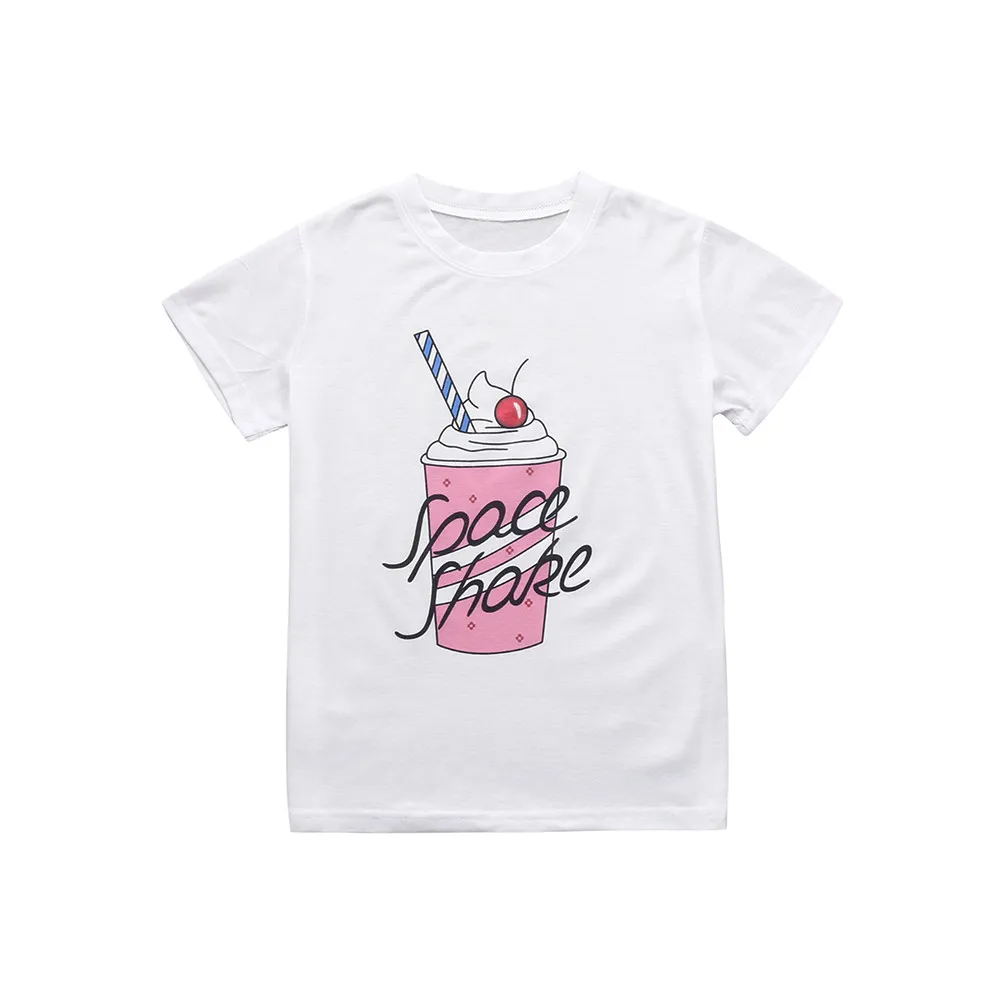Коллекция года, летняя Модная хлопковая футболка с короткими рукавами и буквенным принтом для маленьких мальчиков и девочек одежда размера s-xl - Цвет: WH