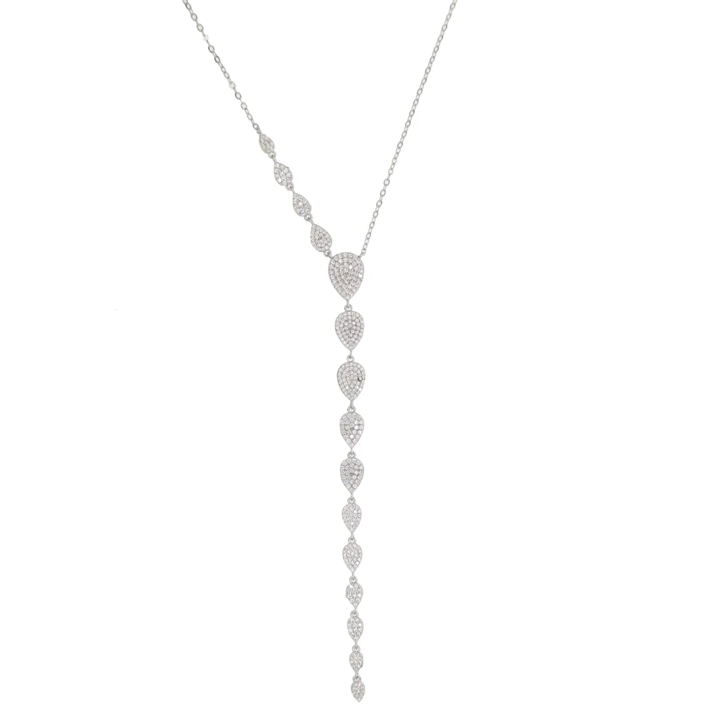 Длинное ожерелье со слезными каплями для женщин, модное блестящее чешское ожерелье с фианитами и кулонами Bijoux Femme Perle