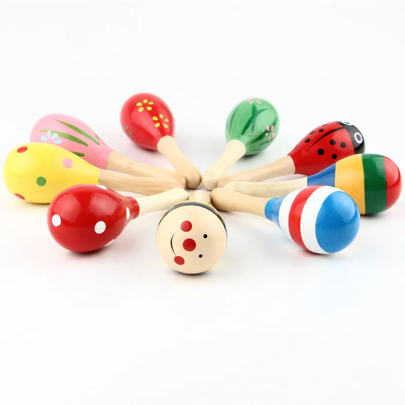 Colorful Wooden Maracas Baby Child Musical Instrument Rattle Shaker Party Children Gift Toy Early Educational toys Gift for Kids