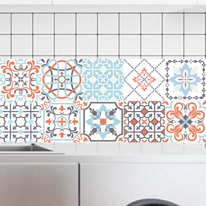 

PVC Waterproof Self Adhesive Wallpaper Kitchen Blue Mosaic Tile Stickers Wall Sticker Bathroom Stairs for Home Walls Decal