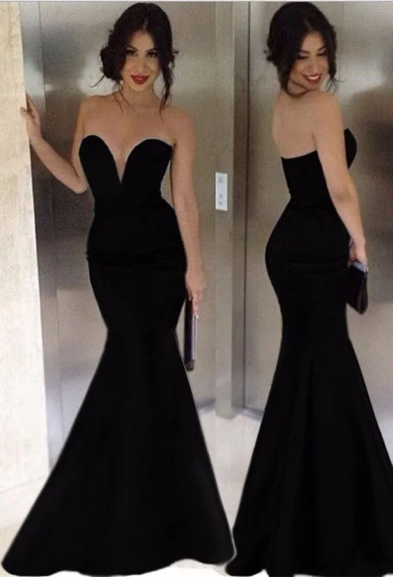 Черное сексуальное вечернее платье Русалка с v-образным вырезом без бретелек длиной до пола длинное платье для свадебной вечеринки
