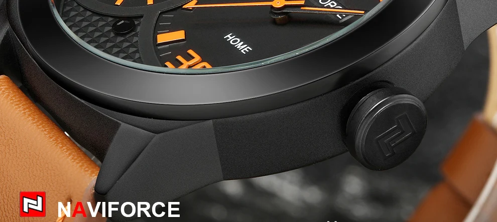 Naviforce Для мужчин Спортивные часы модные роскошные Лидирующий бренд Dual Time Повседневные часы кожаный ремешок Водонепроницаемый часы Relogio Masculino