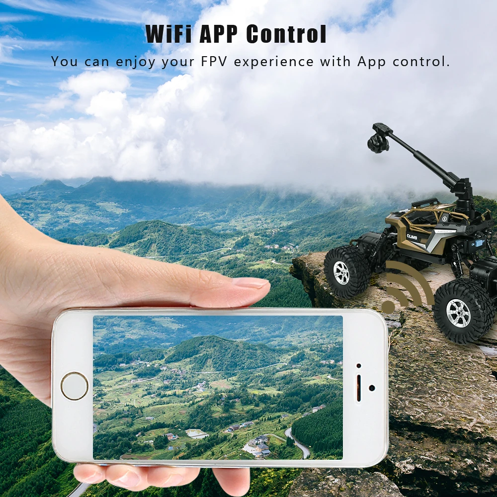 RC Car 1/16 2 4G 480P камера дистанционного управления скалолазания Wi Fi FPV 2CH 4WD двойной
